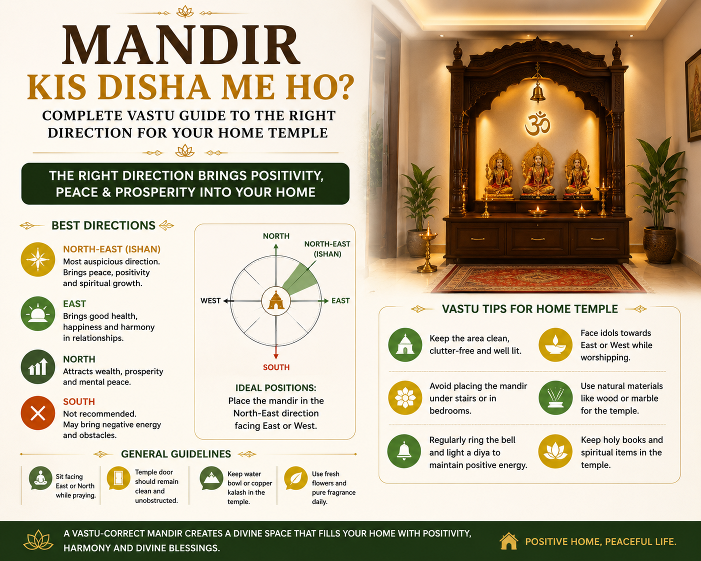 Mandir Kis Disha Me Ho? Complete Vastu Guide to the Right Direction for Your Home Temple