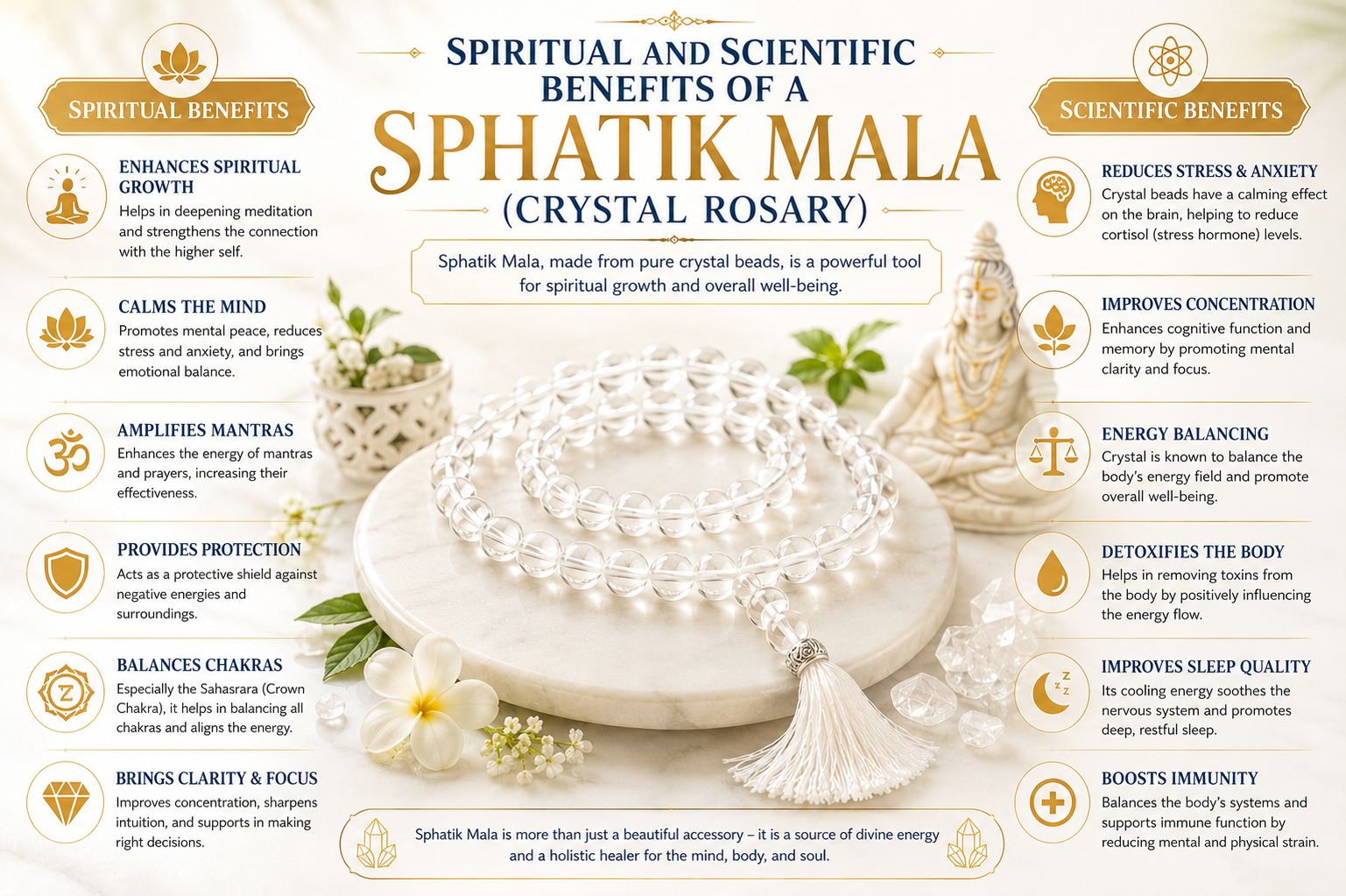 Spiritual and Scientific Benefits of a Sphatik Mala (Crystal Rosary)