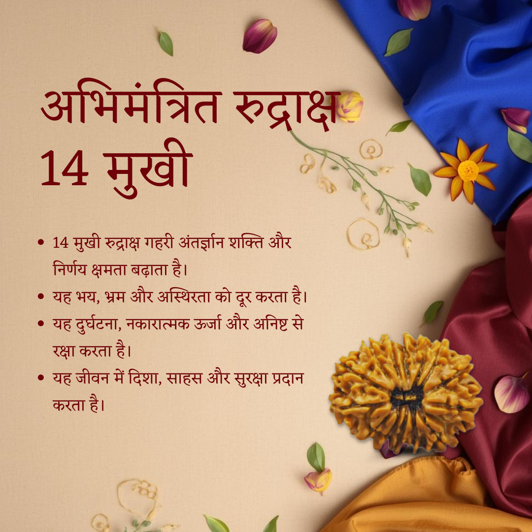14 Mukhi Rudraksha Devmani benefits Vedic energized original rudraksha for decision power