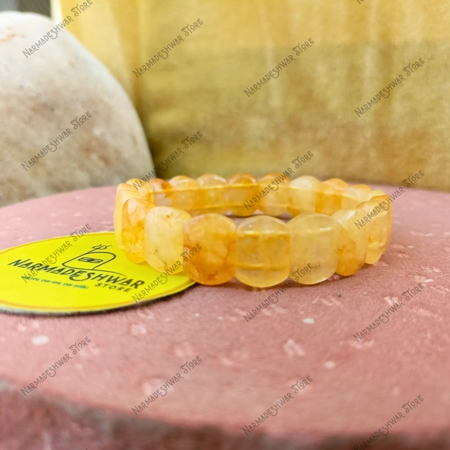 Citrine Bracelet, धन का रत्न, अभिमंत्रित ब्रैसलेट, Lakshmi Bracelet, Wealth Crystal India, Money Manifestation Stone, Business Growth Bracelet, Prosperity Crystal, Citrine India, Narmadeshwar Store Citrine