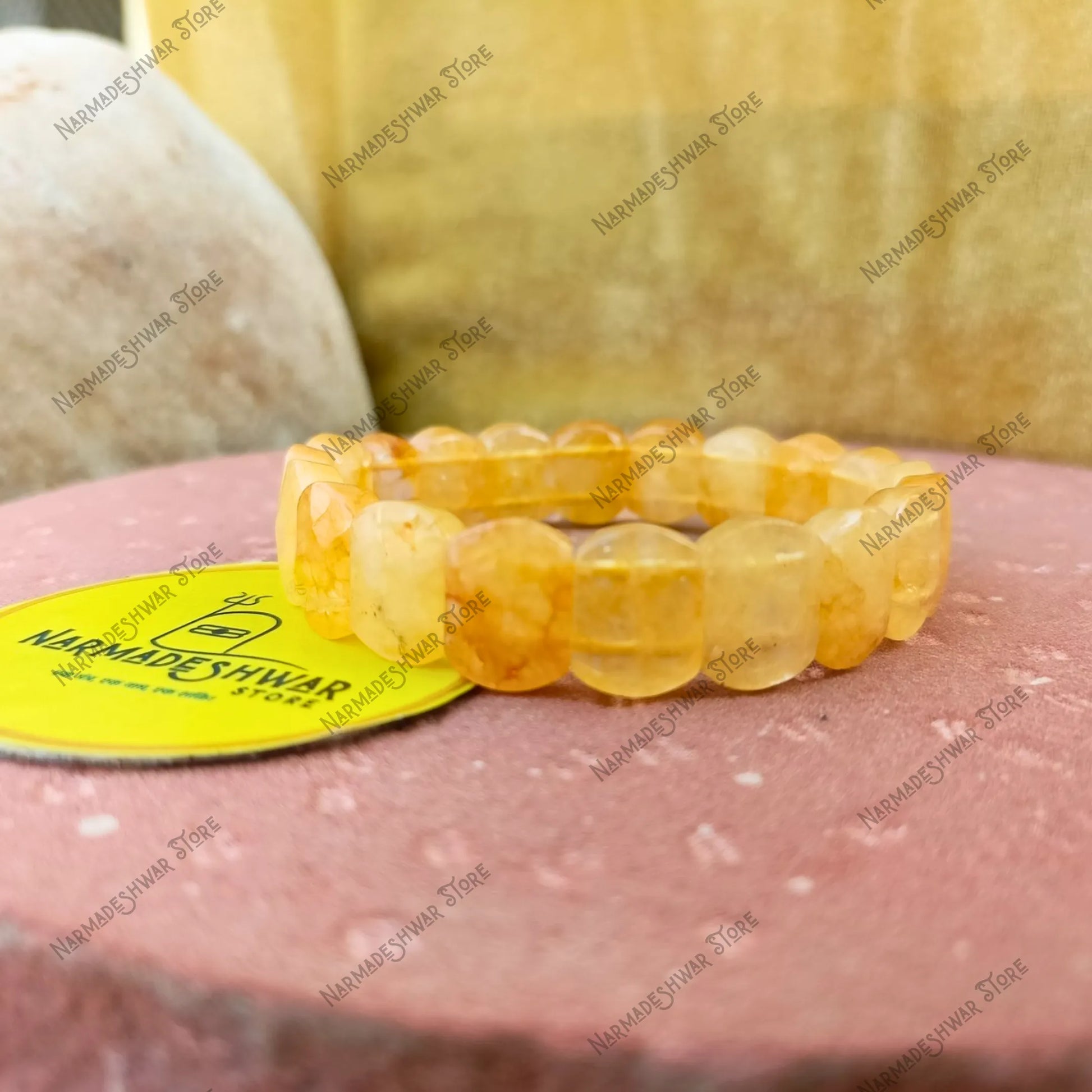 Citrine Bracelet, धन का रत्न, अभिमंत्रित ब्रैसलेट, Lakshmi Bracelet, Wealth Crystal India, Money Manifestation Stone, Business Growth Bracelet, Prosperity Crystal, Citrine India, Narmadeshwar Store Citrine