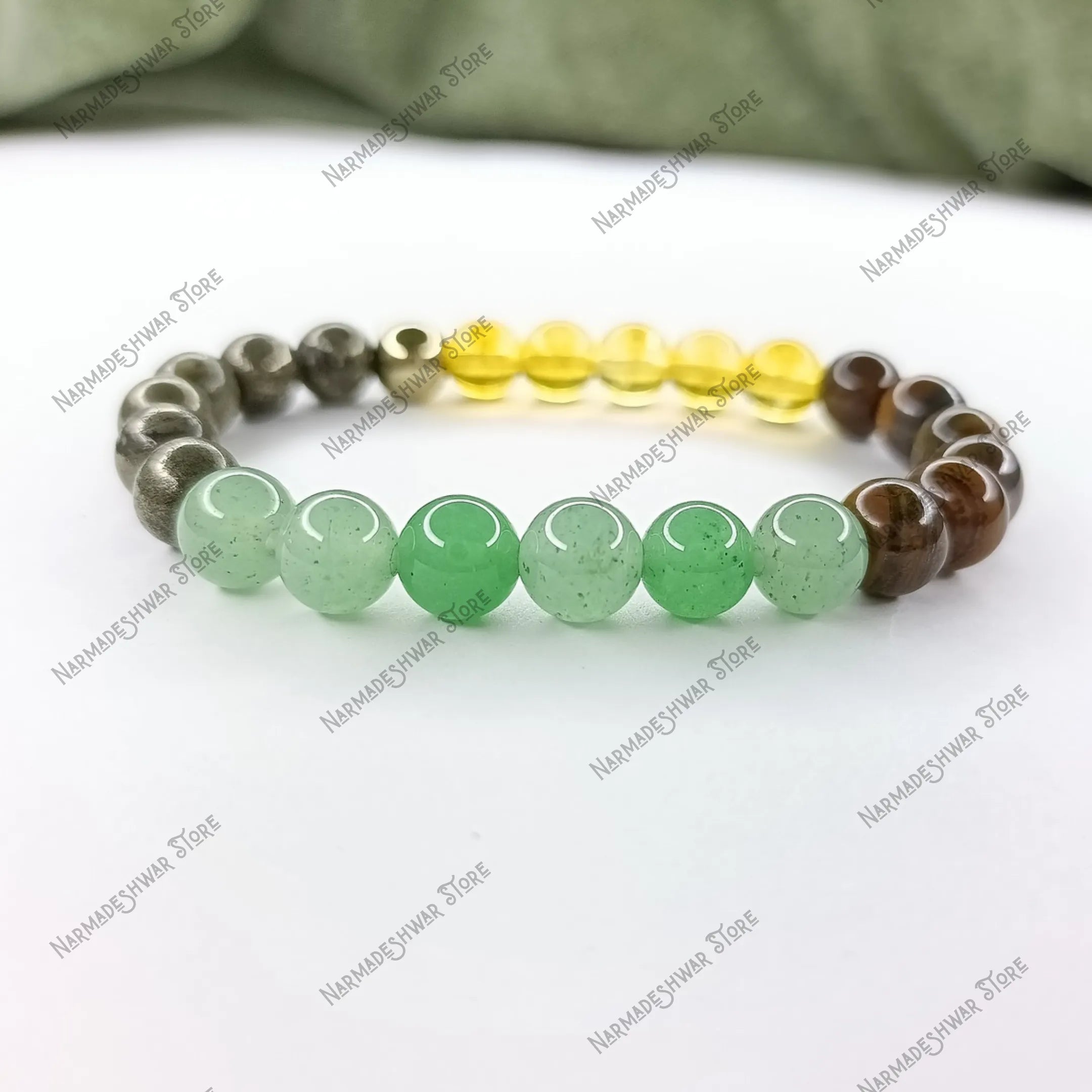 Wealth attraction crystal bracelet with Pyrite and Tiger Eye beads