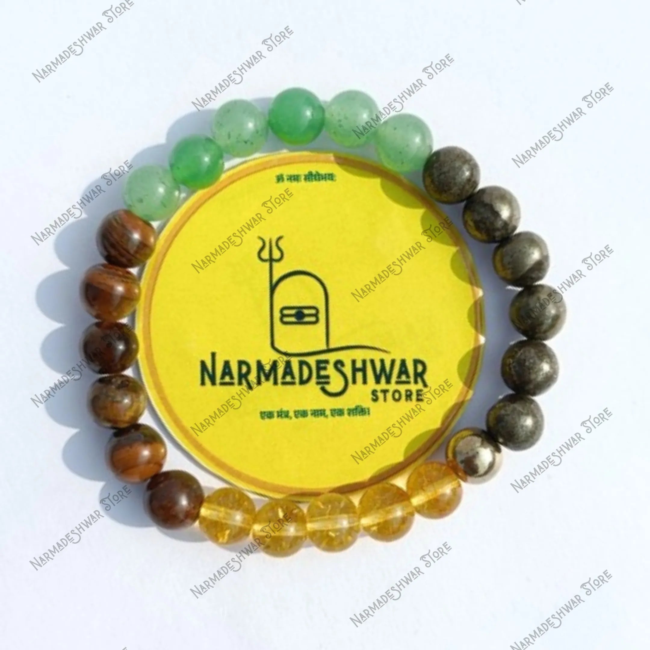 Green Aventurine Citrine Pyrite wealth bracelet beads close up