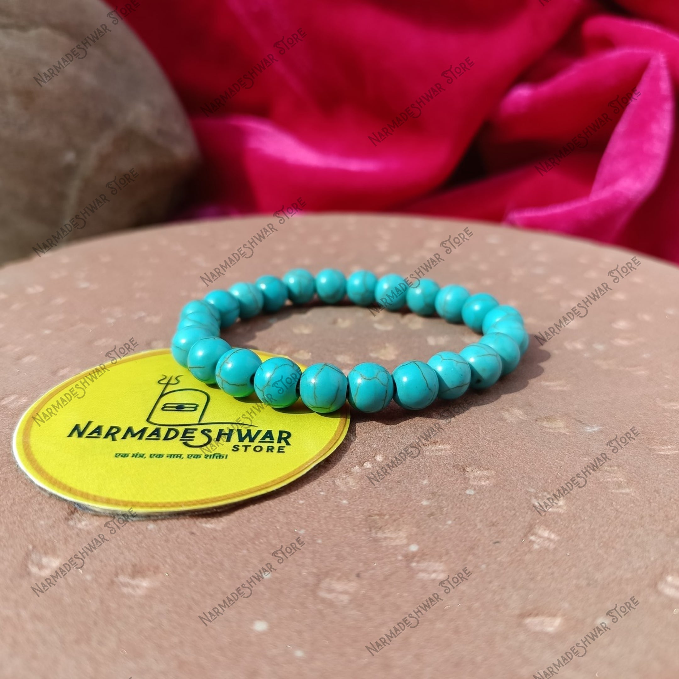 Blue turquoise healing bracelet with elastic fit