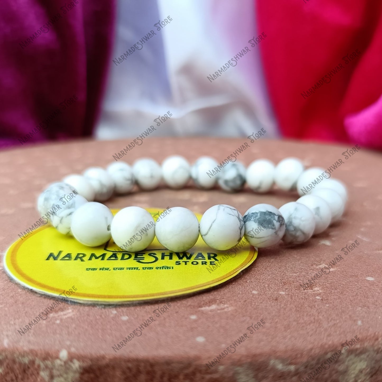 Howlite Bracelet, Calming Stone Bracelet, Moon Energy Bracelet, Naam Se Abhimantrit Bracelet, Narmadeshwar Store Bracelet, Dr Prabhat Jain Recommended, Anxiety Relief Bracelet, Sleep Healing Bracelet, Emotional Balance Bracelet, Overthinking Relief Bracelet, Peace Bracelet, Subconscious Healing Stone
