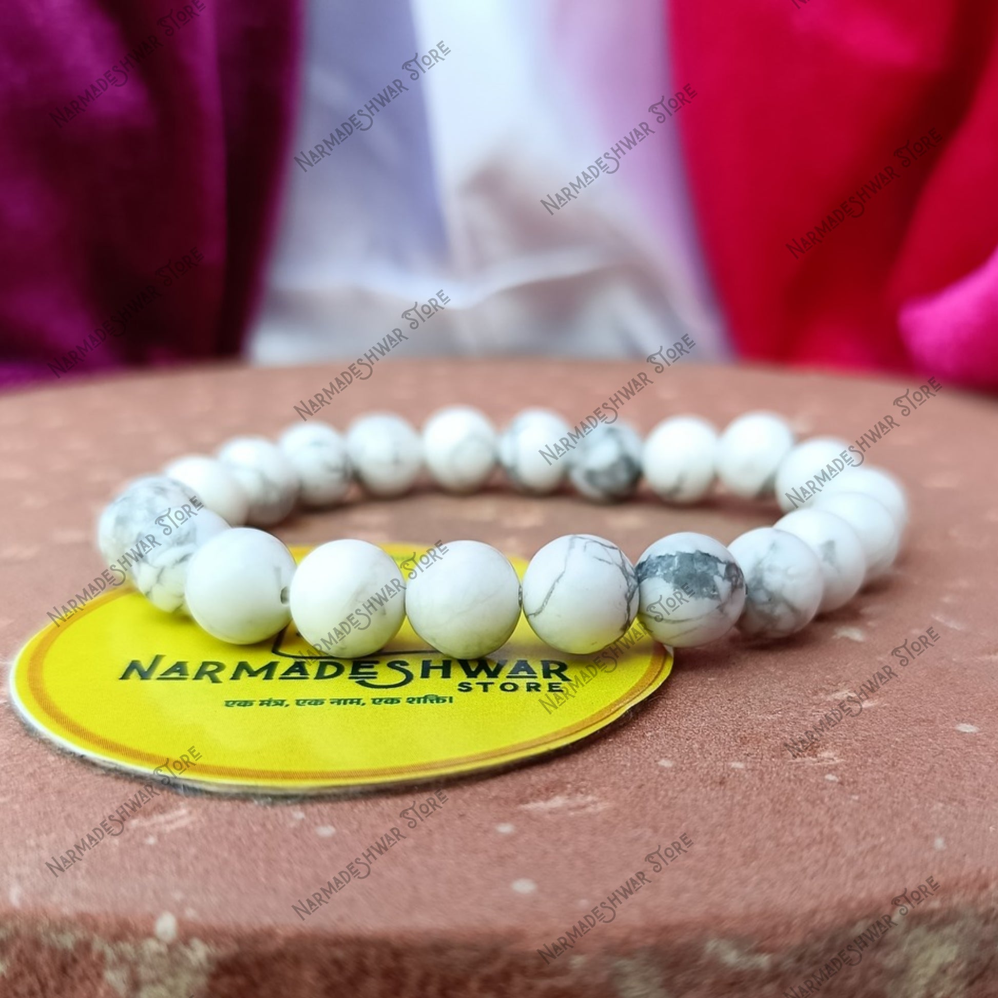 Howlite Bracelet, Calming Stone Bracelet, Moon Energy Bracelet, Naam Se Abhimantrit Bracelet, Narmadeshwar Store Bracelet, Dr Prabhat Jain Recommended, Anxiety Relief Bracelet, Sleep Healing Bracelet, Emotional Balance Bracelet, Overthinking Relief Bracelet, Peace Bracelet, Subconscious Healing Stone