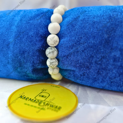 Howlite Bracelet, Calming Stone Bracelet, Moon Energy Bracelet, Naam Se Abhimantrit Bracelet, Narmadeshwar Store Bracelet, Dr Prabhat Jain Recommended, Anxiety Relief Bracelet, Sleep Healing Bracelet, Emotional Balance Bracelet, Overthinking Relief Bracelet, Peace Bracelet, Subconscious Healing Stone
