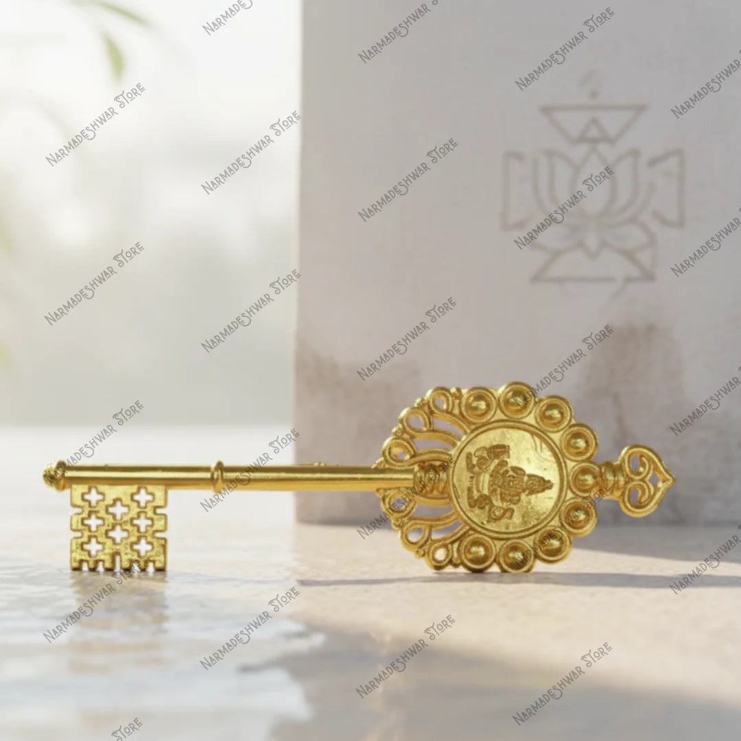 Golden Kuber Key for locker cash box wealth attraction  on a white surface