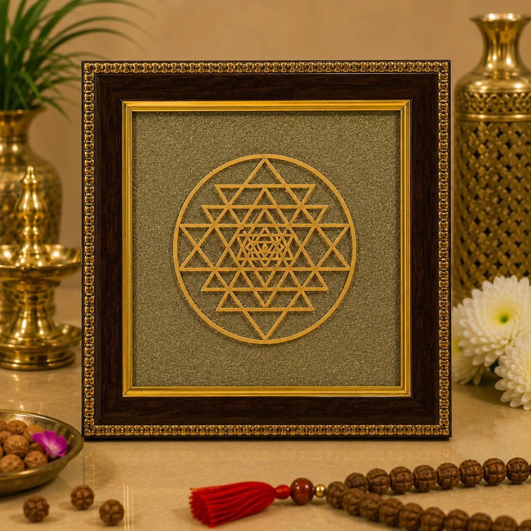 Golden Lakshmi Prosperity Yantra Frame for Wealth, Financial Growth & Positive Energy | Spiritual Vastu Wall Decor for Home & Office