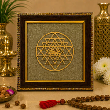 Golden Lakshmi Prosperity Yantra Frame for Wealth, Financial Growth & Positive Energy | Spiritual Vastu Wall Decor for Home & Office