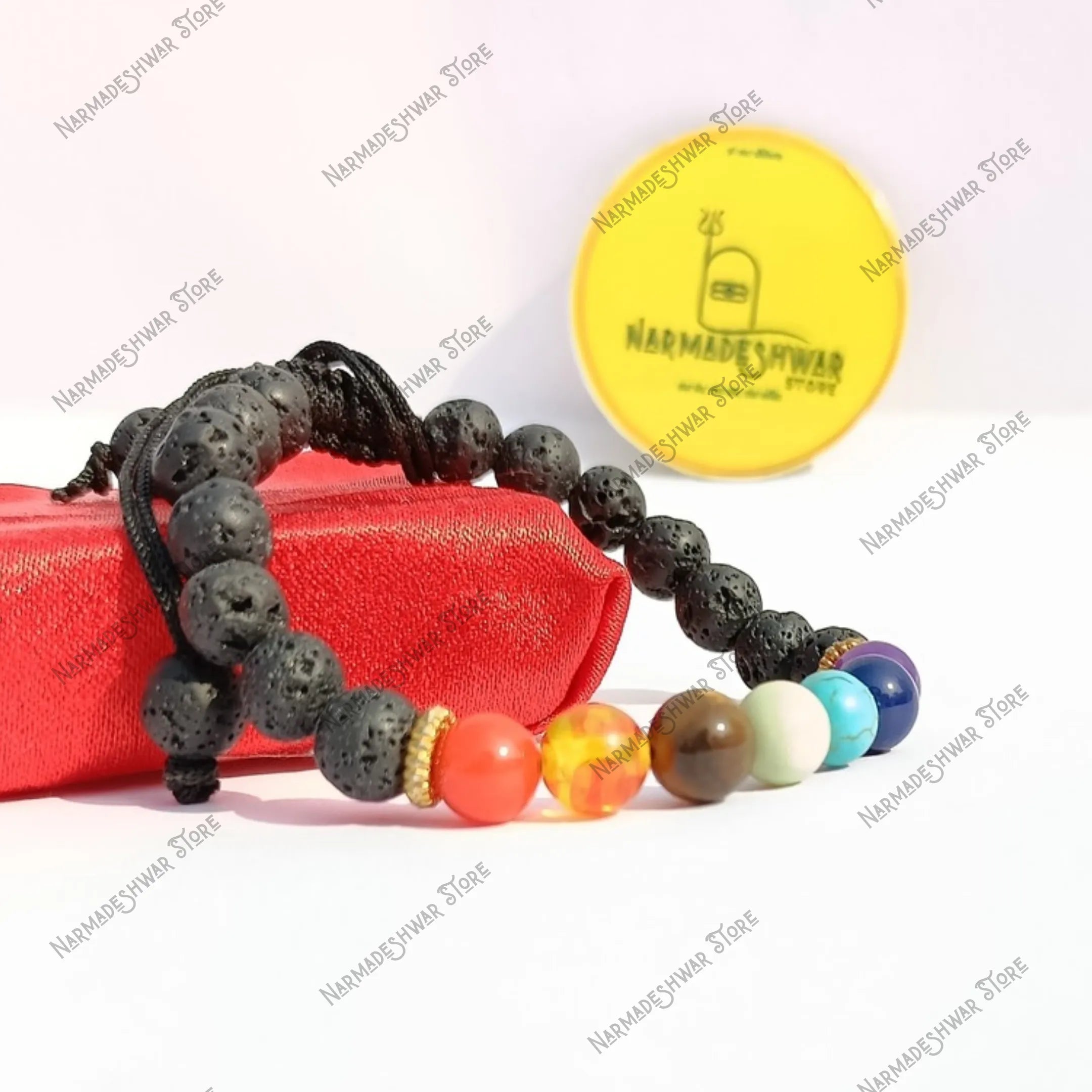 7 Chakra Healing Bracelet made with lava stone beads