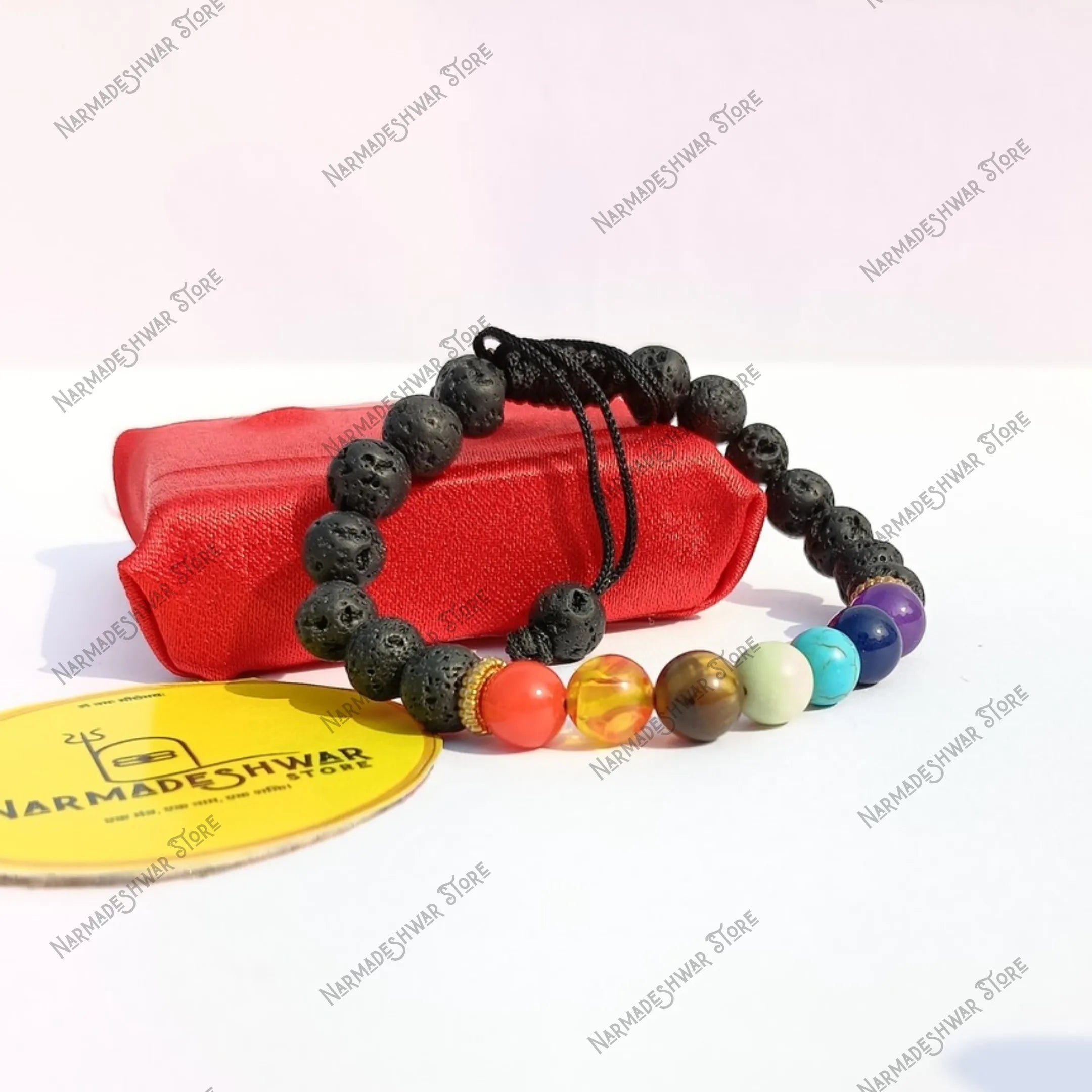 Lava 7 Chakra spiritual bracelet with premium packaging