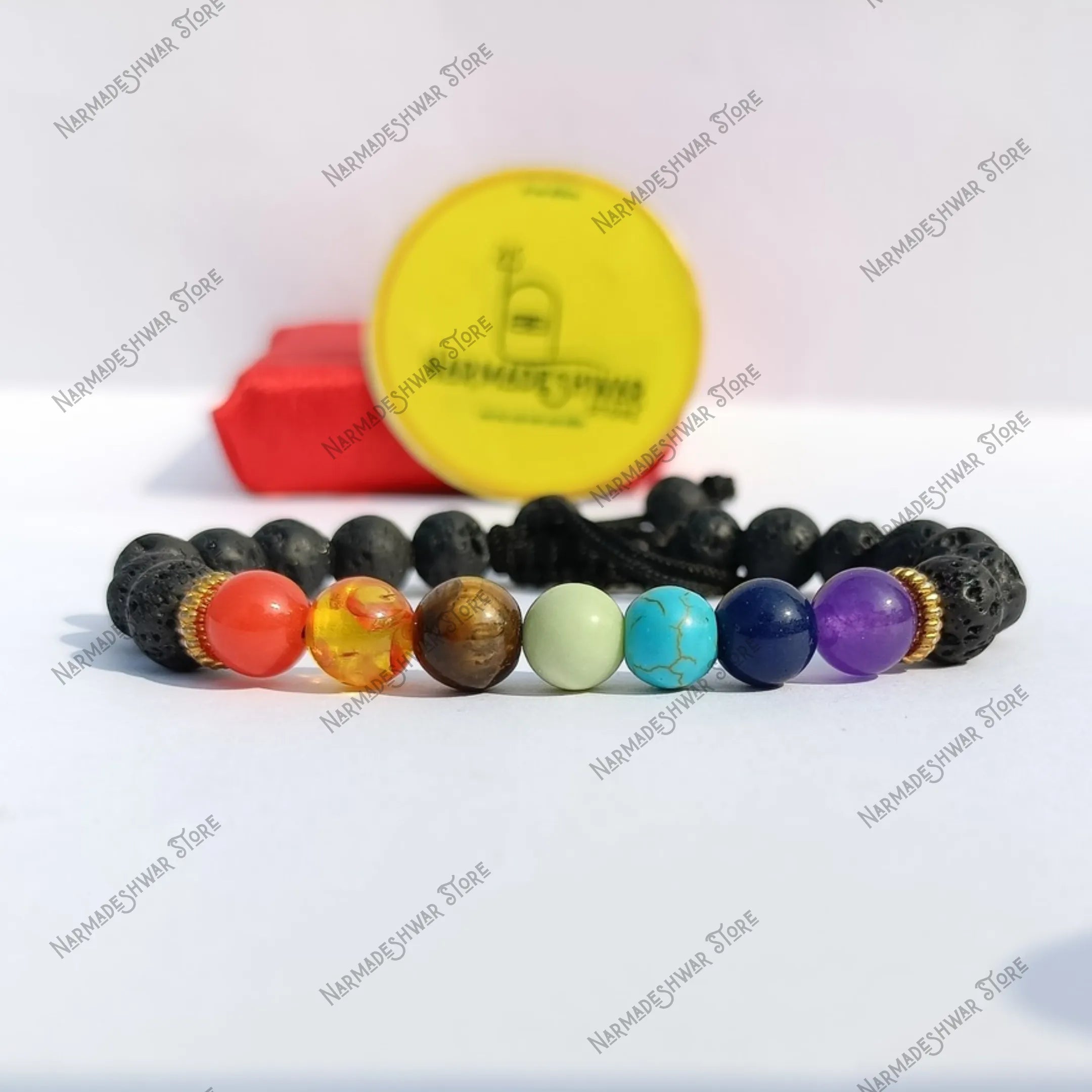 Lava 7 Chakra Bracelet worn on wrist for energy balance