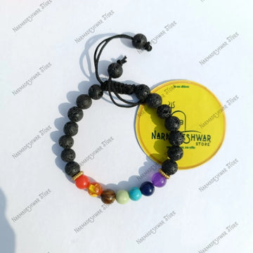 Lava 7 Chakra Bracelet with natural lava stone and 7 healing crystals
