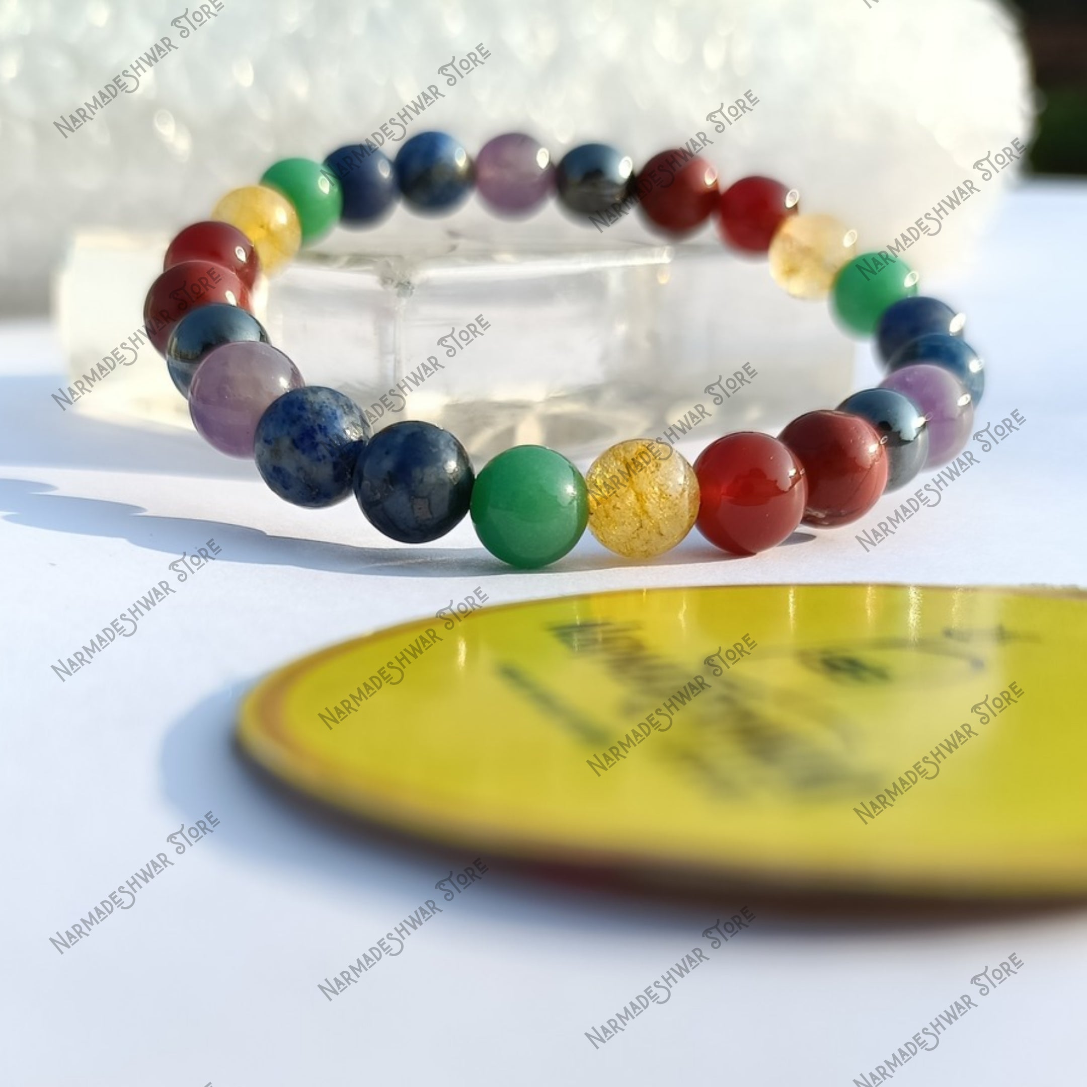 Vedic Navgrah Bracelet close-up view of multi-color gemstones