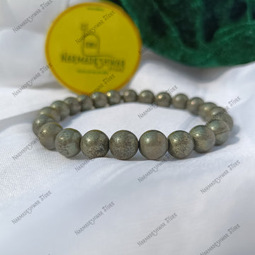 OG Raw Pyrite Bracelet natural stone beads with Narmadeshwar tag