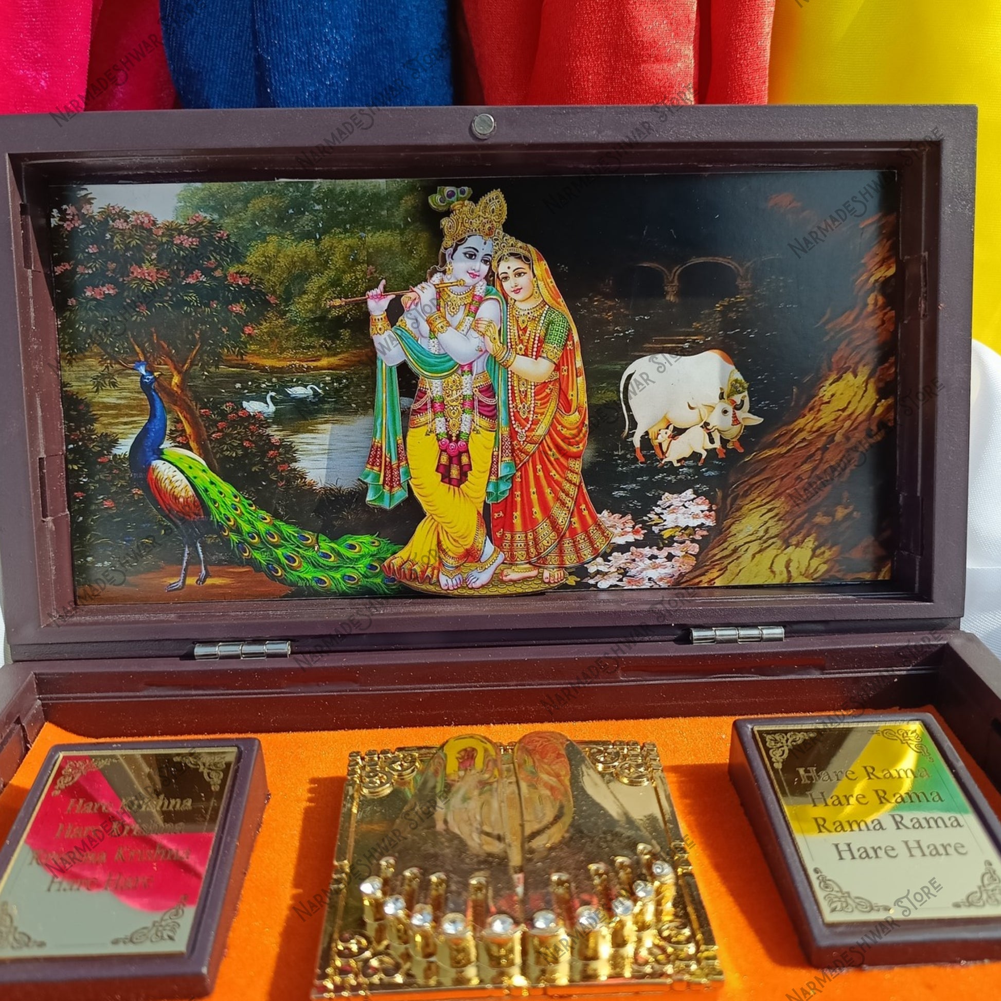 Radha Krishna Portable Pooja Temple, Radha Krishna Travel Temple Box, Narmadeshwar Store Radha Krishna Mandir, Portable Radha Krishna Mandir, Radha Krishna Wooden Temple Box, Vrindavan Radha Krishna Pooja Box, Travel Pooja Temple Radha Krishna, Radha Krishna Car Temple Box, Divine Radha Krishna Pooja Mandir, Radha Krishna Darshan Box, Spiritual Gift Radha Krishna, Radha Krishna Swarna Darshan Box, Home Temple Radha Krishna, Radha Krishna Premium Pooja Box, Portable Vrindavan Mandir