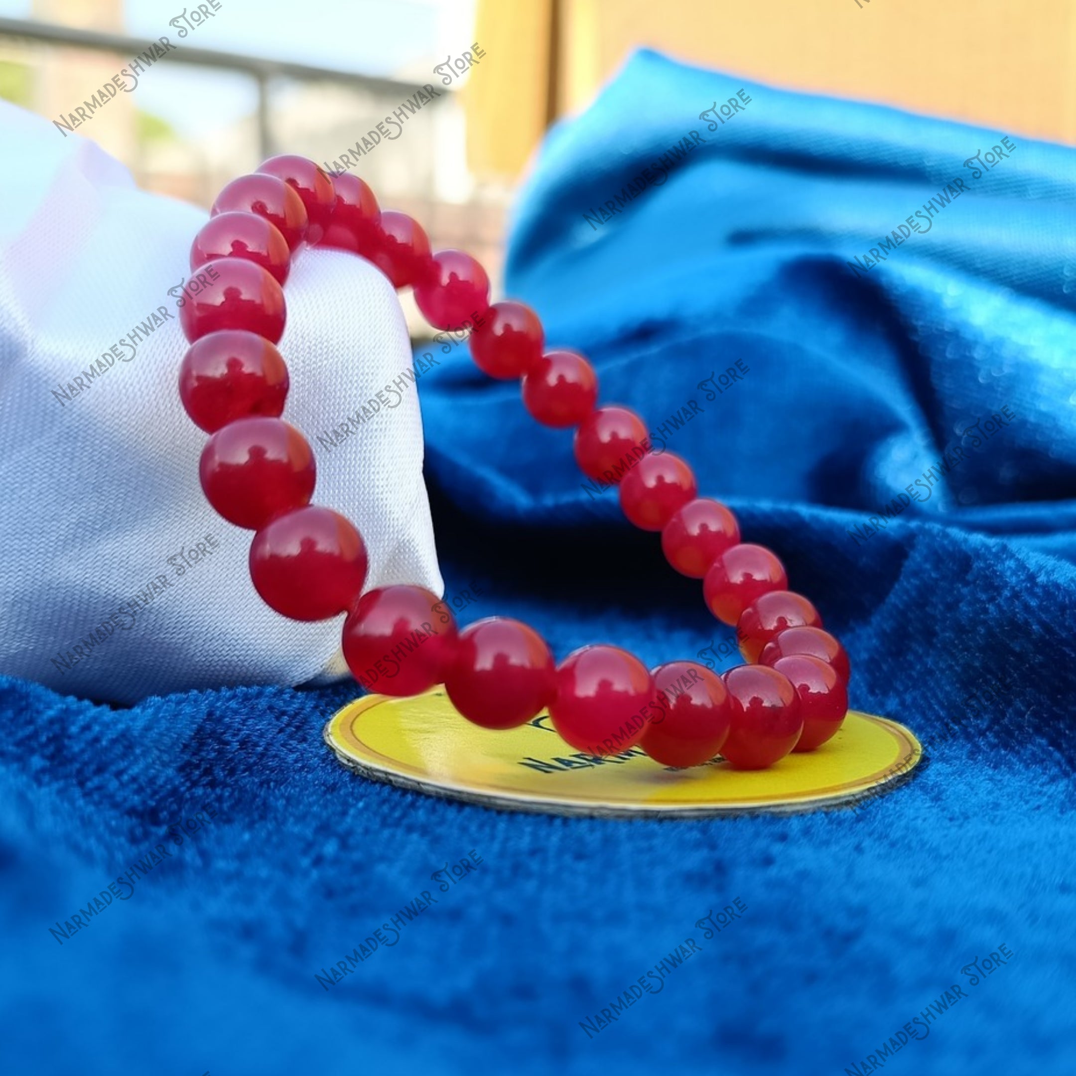 Natural Red Agate Beaded Bracelet stretch design