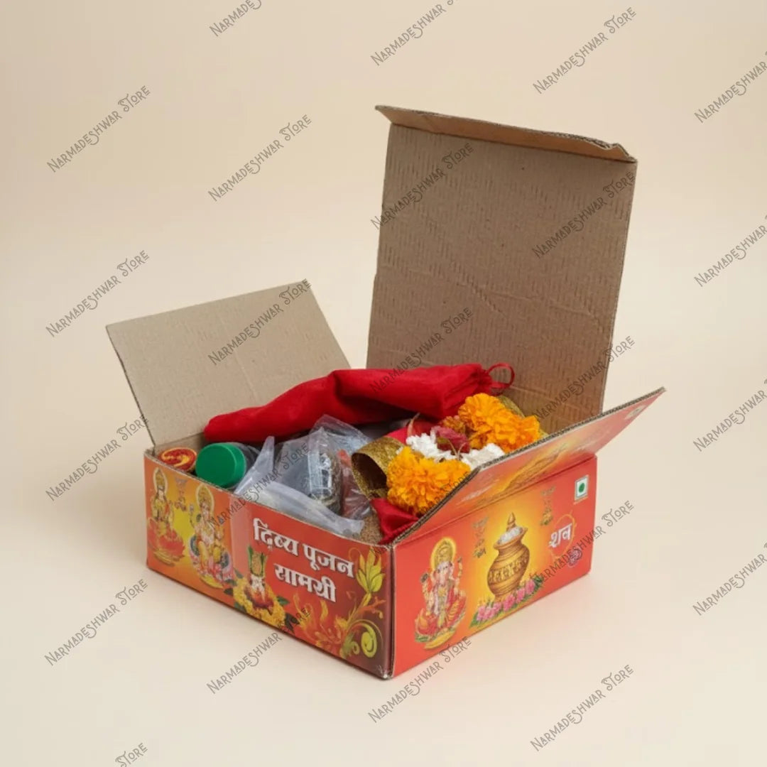 दिव्य पूजन सामग्री – वैदिक विधि द्वारा अभिमंत्रित | संपूर्ण पूजा के लिए आवश्यक वस्तुएं एक ही पैक में