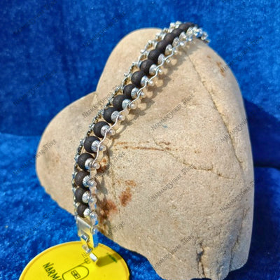 Karungali Bracelet, Silver Plated Karungali Bracelet, Ebony Wood Bracelet, Naam Se Abhimantrit Bracelet, Dr Prabhat Jain Recommended Bracelet, Narmadeshwar Store Karungali, Protection Bracelet, Nazar Dosha Bracelet, Negative Energy Protection, Shani Shanti Bracelet, Rahu Dosh Bracelet, Travel Protection Bracelet, Spiritual Protection Bracelet, Black Energy Removal, Healing Wood Bracelet
