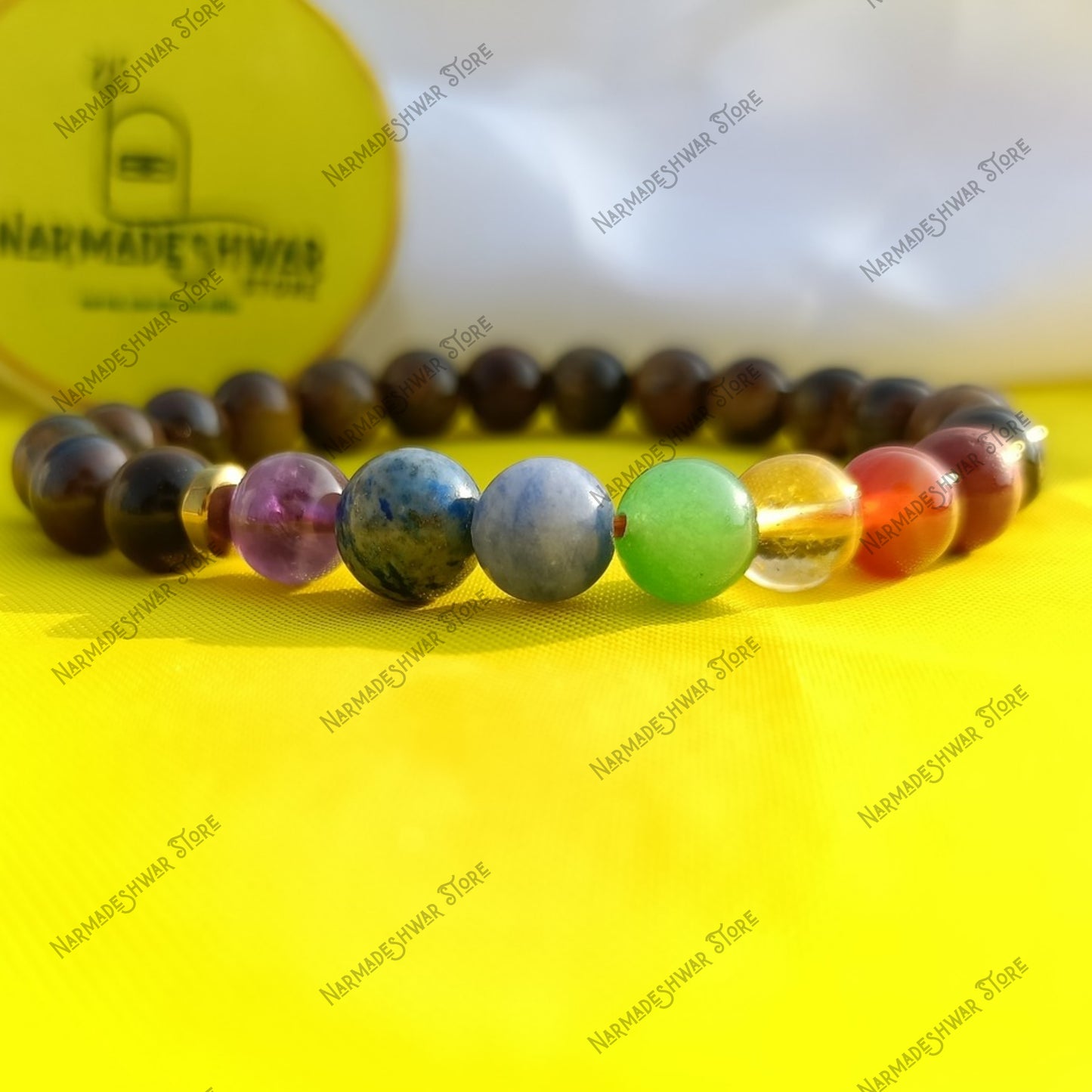 Tiger Eye 7 Chakra Bracelet, Chakra Healing Bracelet, Naam Se Abhimantrit Bracelet, Dr Prabhat Jain Recommended Bracelet, Narmadeshwar Store Chakra Bracelet, Energy Balancing Bracelet, Protection Bracelet, Tiger Eye Bracelet, 7 Chakra Stone Bracelet, Meditation Bracelet, Aura Cleansing Bracelet, Focus and Motivation Bracelet, Spiritual Bracelet, Reiki Bracelet, Healing Crystal Bracelet