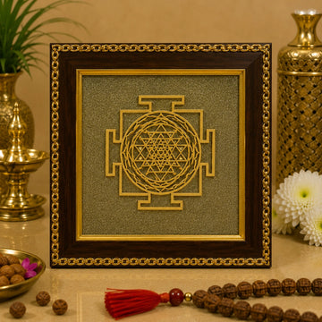 Golden Vastu Shree Yantra Frame for Wealth, Prosperity & Positive Energy | Spiritual Wall Decor for Home & Office