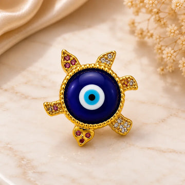Sky Blue Evil Eye Tortoise Showpiece for Wealth, Harmony & Negative Energy Protection | Vastu Decorative Item
