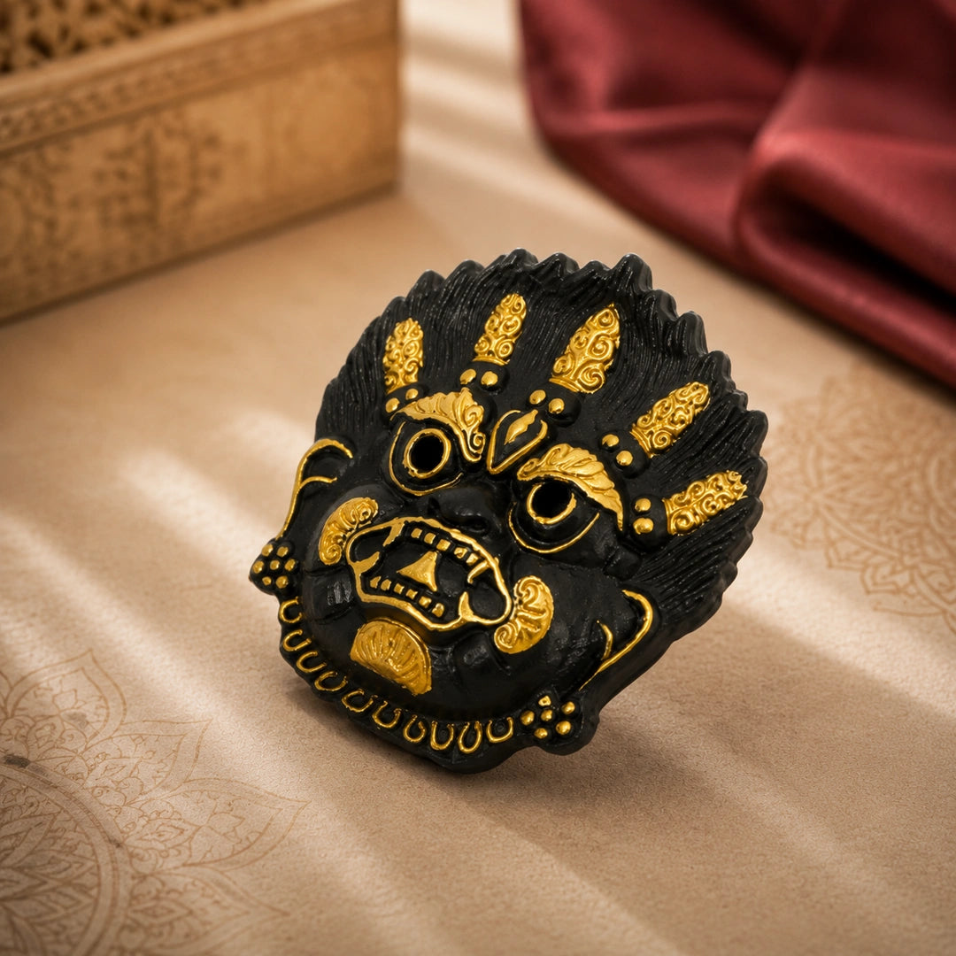 Black Kal Bhairav Face Mask Wall Hanging for Negative Energy Protection & Spiritual Strength | Powerful Vastu Decor Item