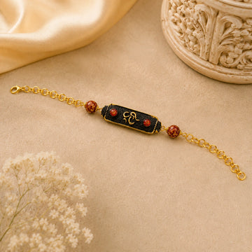 Om Bracelet with Original Rudraksha Beads for Peace,Bracelet for Daily Wear