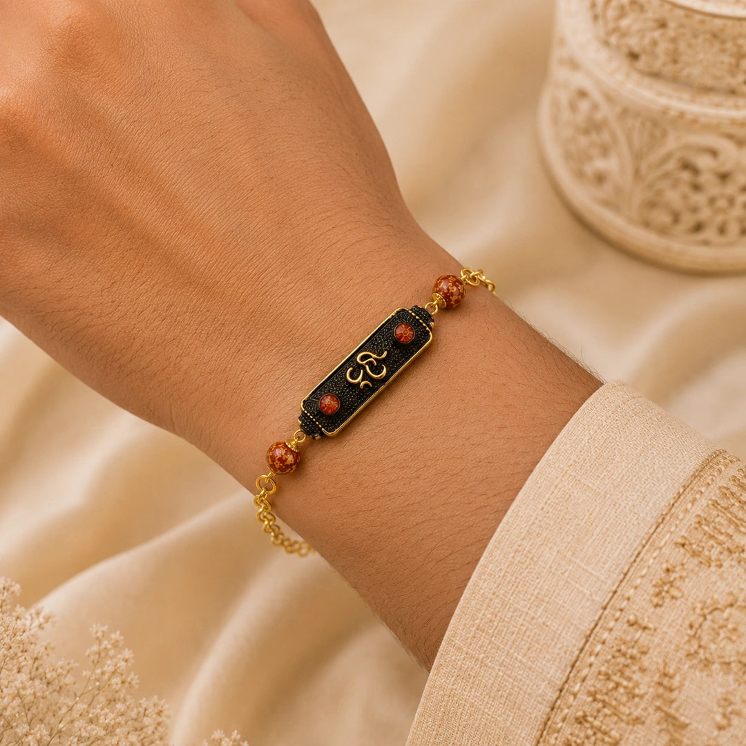 Sacred Om Rudraksha Bracelet for Meditation, Focus & Lord Shiva Blessings | Jewelry for Men & Women