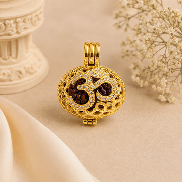 Divine 5 Mukhi Rudraksha Om Pendant for Peace, Protection & Positive Energy | Spiritual Lord Shiva Pendant Necklace