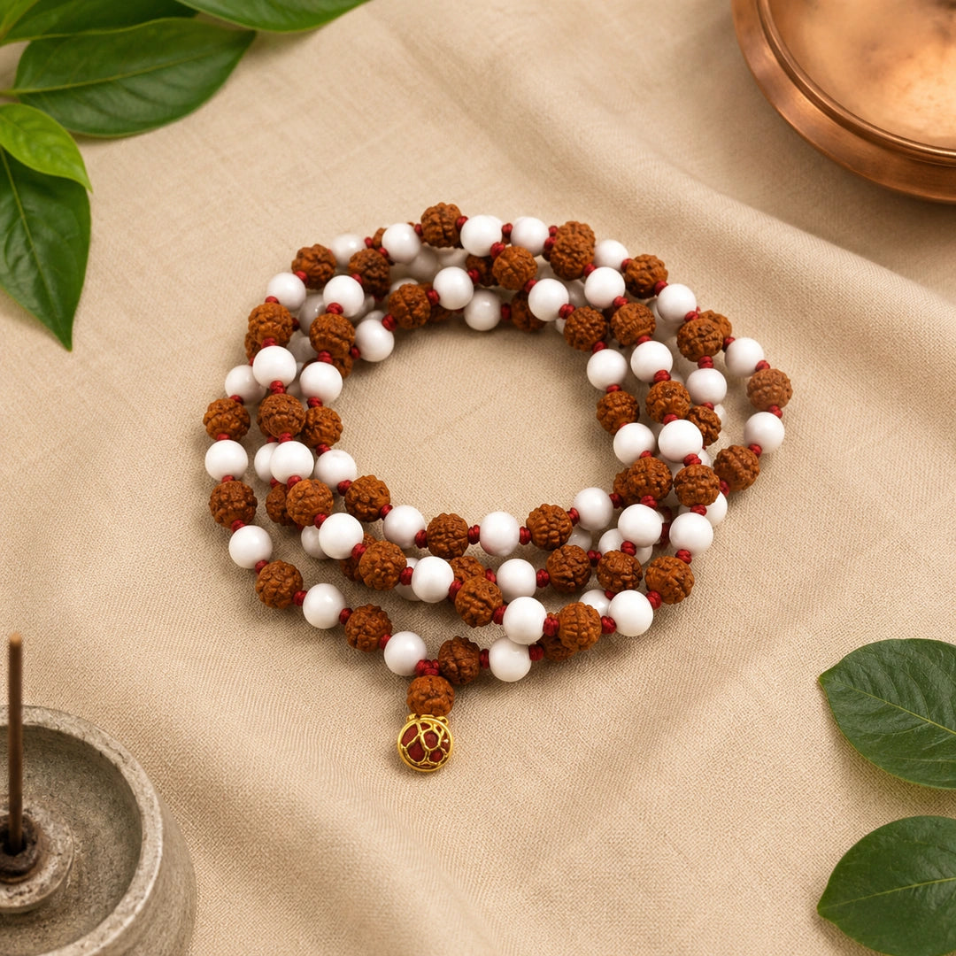 Sacred Parad Rudraksha Mala for Meditation, Peace & Positive Energy | Spiritual Lord Shiva Mala for Daily Wear