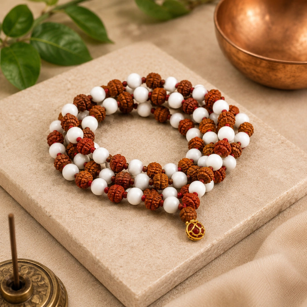 Original Parad Rudraksha Mala with Sacred Rudraksha Beads for Protection, Focus & Spiritual Growth | Divine Meditation Necklace
