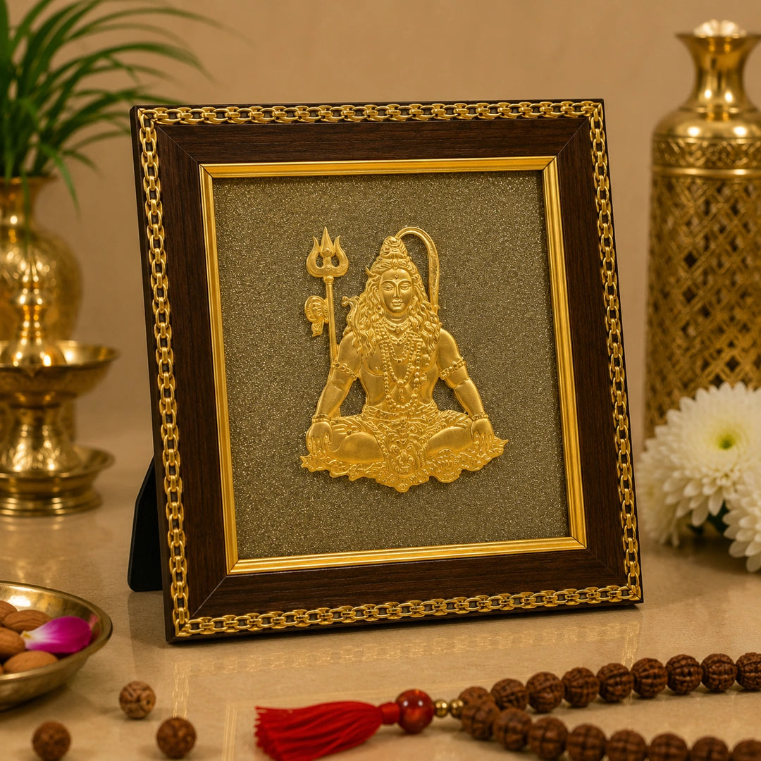 Lord Shiva Golden Frame – Spiritual Wall Decor for Peace & Protection