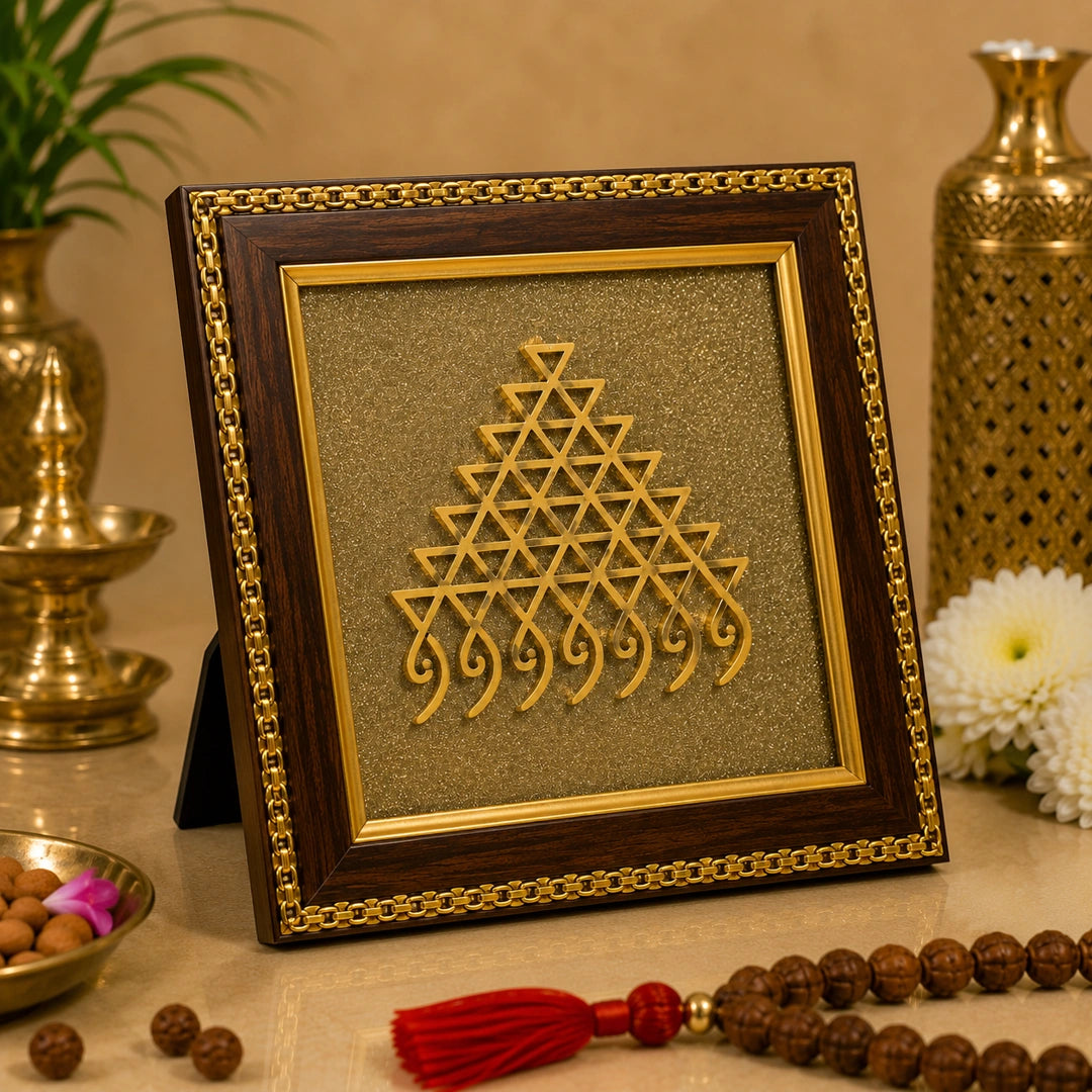 Kanakdhara Yantra Golden Frame Wall Decor for Financial Growth, Lakshmi Blessings & Positive Energy | Vastu Frame for Home and Office