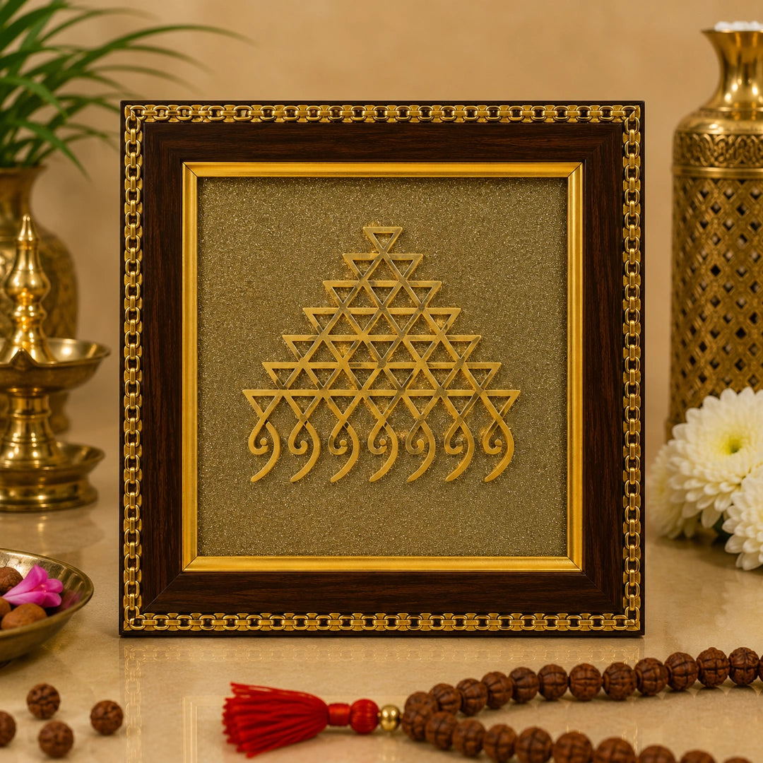 Golden Kanakdhara Yantra Frame for Wealth, Prosperity & Positive Energy | Spiritual Vastu Wall Decor for Home, Office & Shop